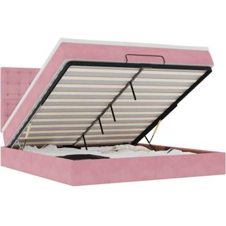 vidaXL Estructura De Cama Otomana Colchones Terciopelo Rosa 160x200cm Vidaxl