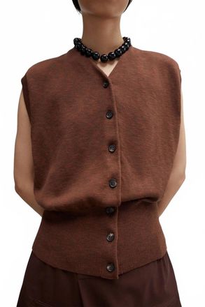 CORDERA Flecked Cotton Waistcoat In Russet