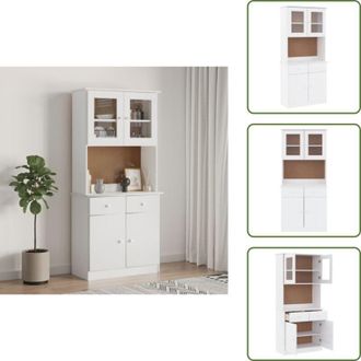 vidaXL vidaXL Credenza ALTA Bianca 77x35x165 cm in Legno Massello di Pino
