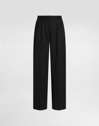 Dolce & Gabbana Pinstripe Wool Trousers - Woman Pants And Shorts Multicolor 36
