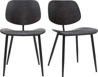 Miliboo Set De 2 Sillas De Madera Negra Y Metal Negro Tobias