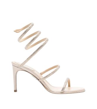 Rene Caovilla Natural Cleo Rhinestone Heels