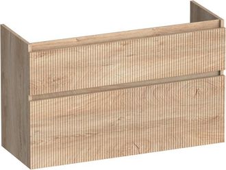 Marcel Breuer Delight Wavy wastafelonderkast ondiep 100 2 softclose lades - greeploos - 1 sifon uitsparing - Forest Wheat