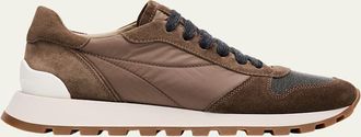 Brunello Cucinelli Monili Mixed Media Runner Sneakers