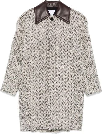 Bottega Veneta Contrasting Collar Coat - Womens - Polyamide/Cotton/Polyester/Lamb SkinCotton