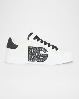 Dolce & Gabbana Bicolor Crystal DG Low-Top Sneakers
