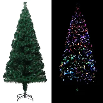 vidaXL &Aacute;rbol De Navidad Artificial Y Soporte Fibra &Oacute;ptica Verde 240 Cm Vidaxl