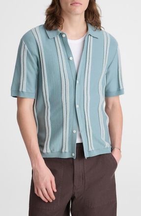 Madewell April Textured Stripe Full Botton Cotton Cardigan in Distant Ocean at Nordstrom, Size Xx-Large