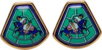 Herm&egrave;s Pre-owned Hermes Enamel Jockey Cloisonne Clip On Earrings Ladies EEH3V8WLY9WTKML9