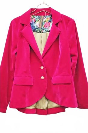 Aratta Womens Jovie Velvet Button-Up Blazer In Fuchsia