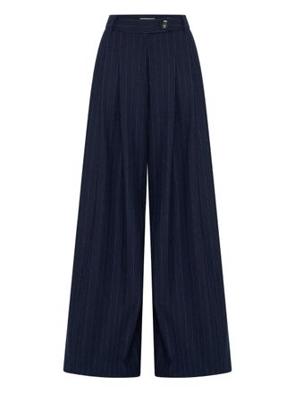 Anna Quan pinstripe pleat-detailed trousers - women - Polyester/Fabric/Virgin Wool - 6 - Blue