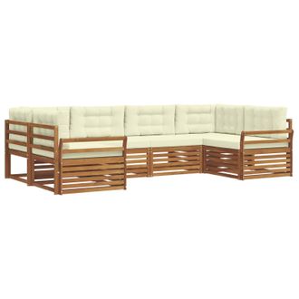 vidaXL Conjunto De Sof&aacute;s De Exterior Con Coj&iacute;n 6 Pcs Natural Y Crema Vidaxl