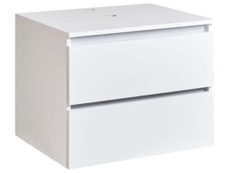 Beliani Armadietto Da Bagno Sospeso A Parete Fronte Scanalato 2 Cassetti 60 X 47 Cm Marmo Bianco Serra