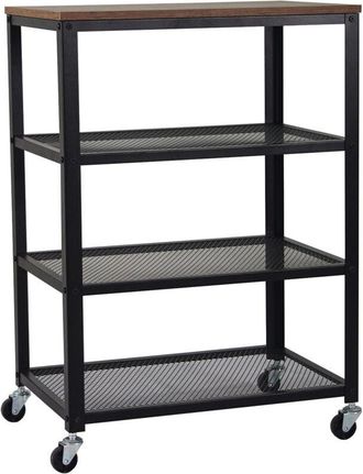 Relaxdays Carro Relaxdays, 4 Estantes, Estilo Industrial, Cocina Y Sal&oacute;n, Hbt: 85 X 60 X 40 Cm, Carro M&oacute;vil, Negro/marr&oacute;n