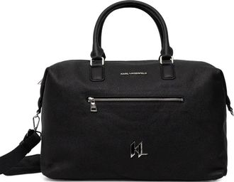 Karl Lagerfeld zip logo holdall - men - Calf Leather/Polyester - One Size - Black