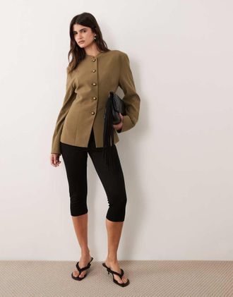 Asos giacca sartoriale stile drummer in kaki-Verde