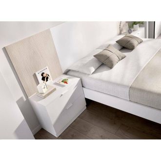 Dmora Mesa De Noche Cervinara, C&oacute;moda Baja, Mesilla De Noche, Estante De La Cama, 50x34 H46 Cm, Blanco - Dmora