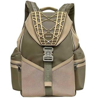 Dior Beige Khaki Nylon Rubber Leather Backpack (Pre-Owned)