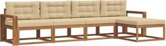 vidaXL Conjunto De Sof&aacute;s De Exterior 5 Uds. Natural Y Beige Vidaxl