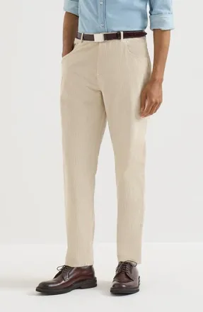 Brunello Cucinelli Garment-dyed five-pocket trousers in cotton narrow wale corduroy in Sand at Nordstrom, Size 58