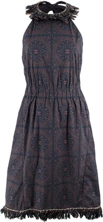 Chanel Fringed CC Paisley Print Halterneck Dress Size S