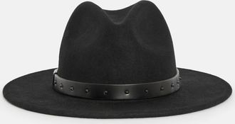 AllSaints Wool Maxie Matte Wool Studded Fedora, Size: One Size