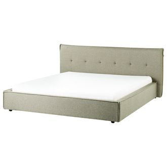Beliani Cama Con Somier Tapicer&iacute;a De Tela Patas Negras Con Cabecero Y Somier Dormitorio Verde 180 X 200 Cm Lestre