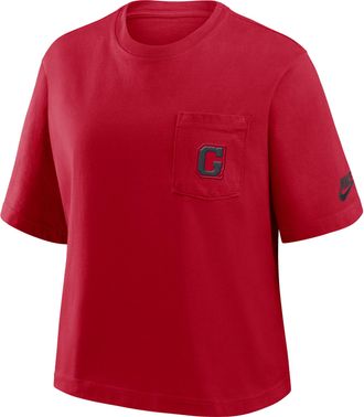Nike Georgia Legacy Pocket Boxy Nike Womens College T-Shirt in Red | 11CM65NUGV-SYF