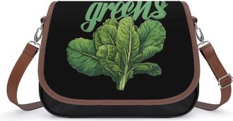 Generic Collard Greens Recipe Plants Vegatables Womens Crossbody Bag Fashion Shoulder Handbags Message Tote Bag with Adjustable Strap