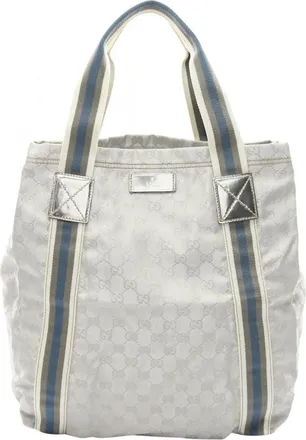 Gucci Multi-Color Silver Canvas Tote Bag (Pre-Owned)