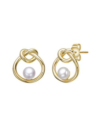 Rachel Glauber 14K Plated 5Mm Pearl Knot Earrings