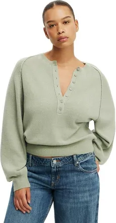 Cotton On Womens Everfine Oversized Henley Knit in Pale Eucalyptus at Nordstrom, Size Xx-Small