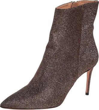 Aquazzura Brown Lurex Fabric Ankle Boots
