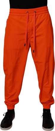 Dolce & Gabbana Orange Polyester Men Jogger Sweatpants Pants