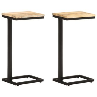 vidaXL Mesitas Auxiliares 2 Uds Madera Mango Rugosa 31,5x24,5x64,5 Cm Vidaxl