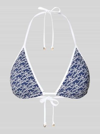 Tommy Hilfiger Neckholder Bikini-Oberteil mit Label-Print in Dunkelblau, Gr&ouml;&szlig;e XL