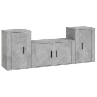 Berkfield Home 3 Piece TV Cabinet Set Concrete Grey Engineered Wood
