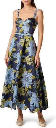 Aidan Mattox Floral Jacquard Party Dress in Blue Multi at Nordstrom, Size 12