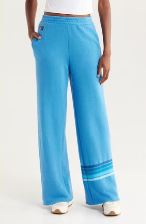 Aviator Nation Rugby Stitch Wide Leg Sweatpants in Cobalt/Blue at Nordstrom, Size X-Large