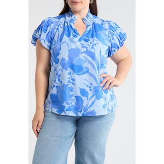 Sugarlips Veran Floral Top in Light-Blue-Multi at Nordstrom, Size 1 X