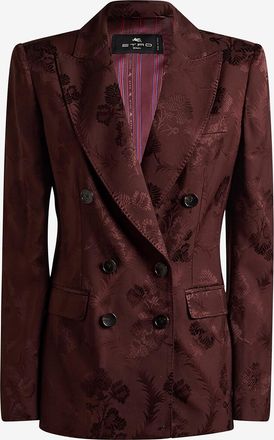 Etro Zweireihiger Jacquard-Blazer mit Blattwerk-Motiv