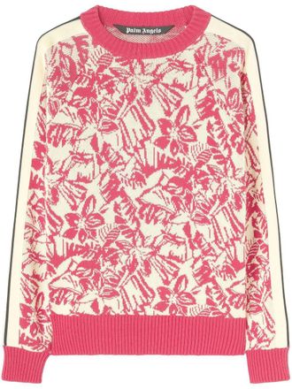 Palm Angels Hibiscus intarsia-knit jumper - men - Cotton/Polyester - M - Pink