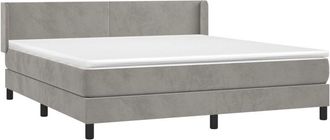 vidaXL Vidaxl - Cama Box Spring Con Colch&oacute;n Terciopelo Gris Claro 180x200 Cm
