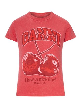 Ganni JERSEY T-SHIRT WITH FRONT LOGO - Ganni - Woman