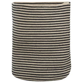 Beliani Beliani - Cesta De Algod&oacute;n Beige Negro 51 Cm Patr&oacute;n A Rayas Trenzado Accesorio Boho Yerkoy