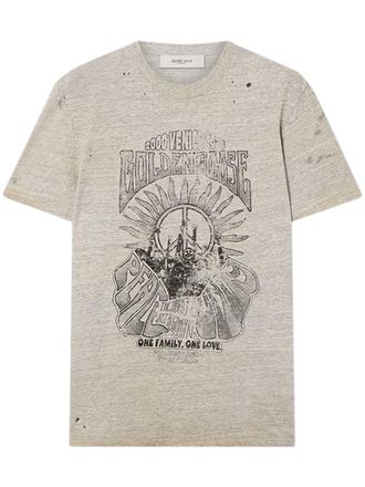 Golden Goose Vintage Graphic Print Grey Cotton T-Shirt