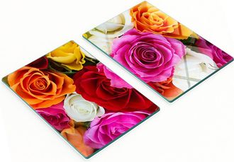 OEM Taglieri Decorativi In Vetro Temperato Con Rose Colorate, 2x40x52 Cm