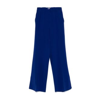 Alberto Biani Wide Trousers, female, Blue, XS, Blue Trousers with Elasticated Waistband