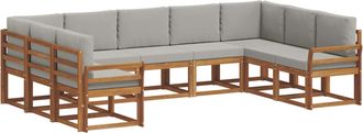 vidaXL Conjunto De Sof&aacute;s De Exterior 9 Uds. Gris Natural Y Claro Vidaxl