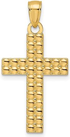 Diamond2Deal 14k Yellow Gold Polished & Textured Cross Pendant
